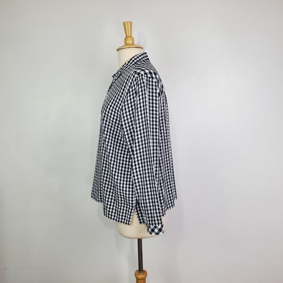 J. Jill Black White Gingham Checked Breathable Top Size LP - Picture 4 of 11